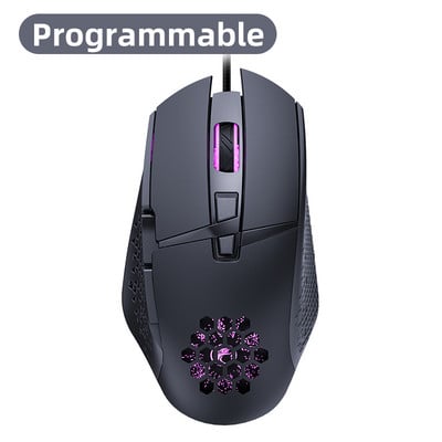 Vezetékes LED Gaming Mouse 7200 DPI számítógépes egér Gamer USB Ergonomikus Mause kábellel PC laptophoz RGB optikai egerek háttérvilágítással