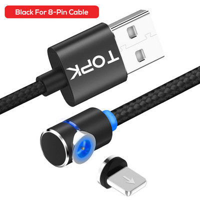 TOPK AM30 Cablu magnetic Micro USB tip C cu rotire 360 Cabluri pentru telefon mobil Cablu de încărcare rapidă rapidă pentru încărcare pentru iPhone Xiaomi