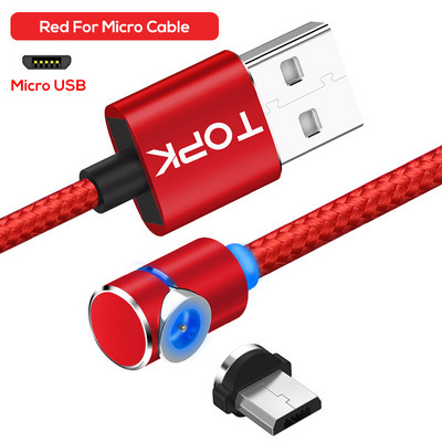 TOPK AM30 Cablu magnetic Micro USB tip C cu rotire 360 Cabluri pentru telefon mobil Cablu de încărcare rapidă rapidă pentru încărcare pentru iPhone Xiaomi