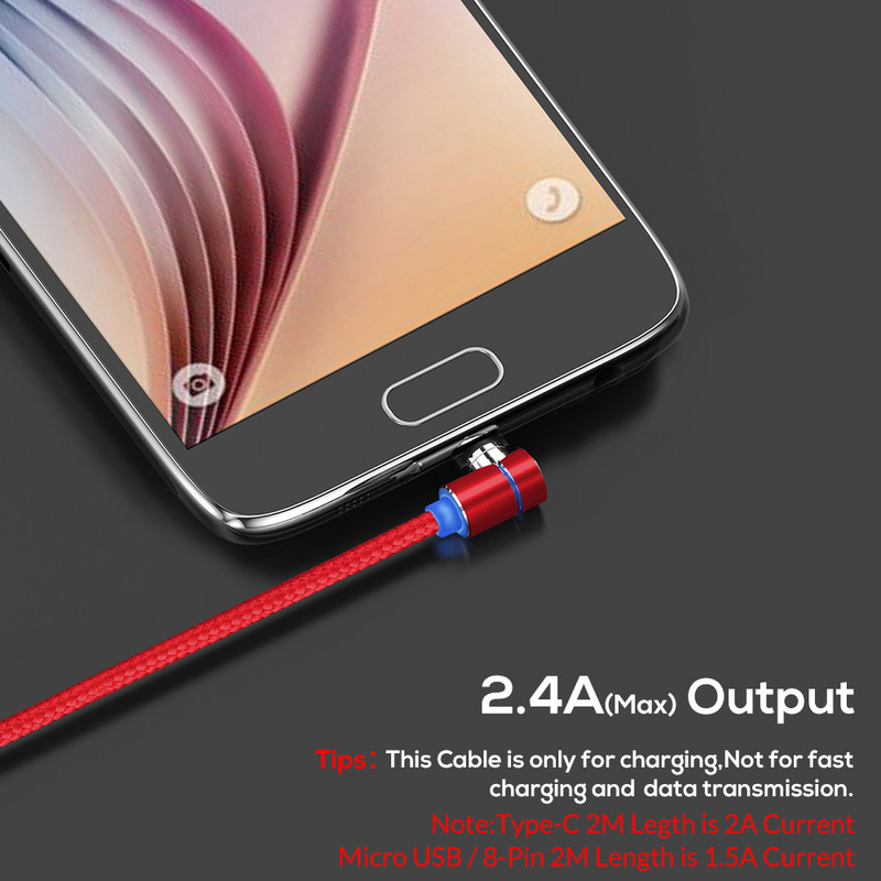 TOPK AM30 Cablu magnetic Micro USB tip C cu rotire 360 Cabluri pentru telefon mobil Cablu de încărcare rapidă rapidă pentru încărcare pentru iPhone Xiaomi