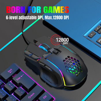 Нова USB мишка за игри Компютърна мишка RGB Backlight Mause Gamer 10 бутона за програмиране 7200dpi Ергономична игрална мишка за компютър