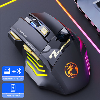 iMice Fire Button Bluetooth акумулаторна безжична мишка Компютър RGB 3200 Ергономична гейминг Mause Оптична USB за лаптоп PC