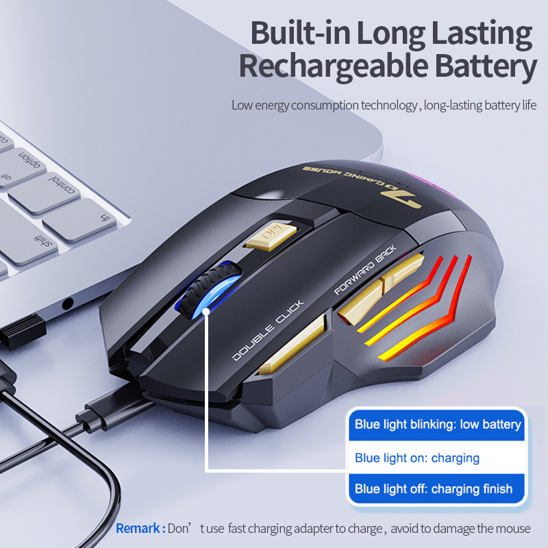 iMice Fire Κουμπί Bluetooth Επαναφορτιζόμενο ασύρματο ποντίκι Υπολογιστής RGB 3200 Ergonomic Gaming Mause Optical USB για φορητό υπολογιστή