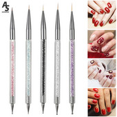 5pcs/Kit Nail Art Pen Set Dvostrane akrilne točkice za crtanje i slikanje Kist za nokte UV Gel Liner Polish Alati za crtanje noktiju
