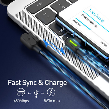 Mcdodo 3A 90 градуса тип C кабел Fast Charing за Samsung Xiaomi Redmi Huawei кабел за зареждане на мобилен телефон USB C кабел за данни кабел