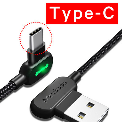 Mcdodo 3A 90-stupňový kábel typu C pre rýchle nabíjanie pre Samsung Xiaomi Redmi Huawei nabíjací kábel pre mobilné telefóny USB C dátový kábel