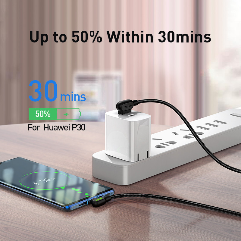 Mcdodo 3A 90-stupňový kábel typu C pre rýchle nabíjanie pre Samsung Xiaomi Redmi Huawei nabíjací kábel pre mobilné telefóny USB C dátový kábel