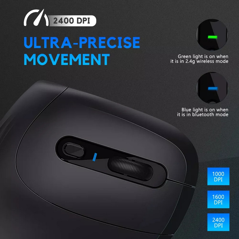 DAREU Bluetooth 2.4G Mouse fără fir silențios Mod dublu Mouse de gaming Ergonomic Mute pentru PC Macbook Laptop Gamer