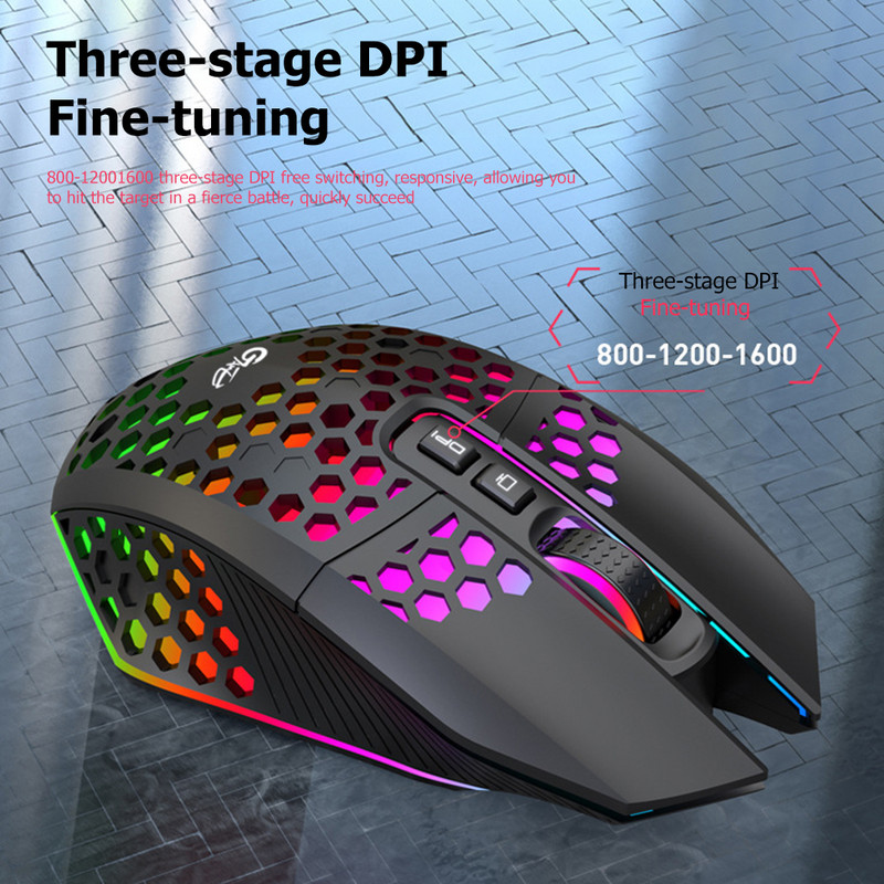 Gaming miš punjivi 2.4G bežični miš 8 tipki 1600DPI podesivi ergonomski RGB LED pozadinski osvjetljeni igrački miš za prijenosno računalo