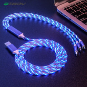 3 az 1-ben USB töltőkábel mobiltelefonhoz Micro USB C típusú töltőkábel 1,2 M okostelefon töltő LED-es streamer világító, áramló kábel