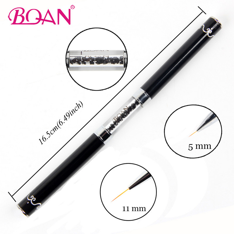 BQAN kétfejű körömdíszítő ecset vonalrajzoló toll 5mm/7mm/9mm/11mm körömdíszítő ecsetek strasszos fogantyús manikűr művészi eszköz