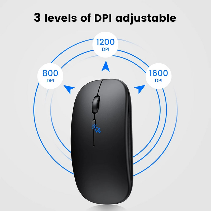 Mouse reîncărcabil optic USB nou Bluetooth fără fir Mouse optic reîncărcabil pentru computer, laptop, computer, Macbook, mouse pentru jocuri, 2,4 GHz, 1600 DPI