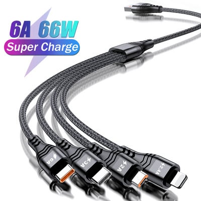 3 u 1 USB kabel tipa C kabel za Samsung S21 Huawei Xiaomi 4u1 kabel za iPhone 14 13 12 11 Pro Max X punjač mikro USB kabel