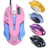 Légző LED USB vezetékes optikai egér 2400 dpi PC laptop asztali számítógép 6 gombos játék egerek OW DVA overwatch Dropshippinghez