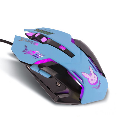 Légző LED USB vezetékes optikai egér 2400 dpi PC laptop asztali számítógép 6 gombos játék egerek OW DVA overwatch Dropshippinghez