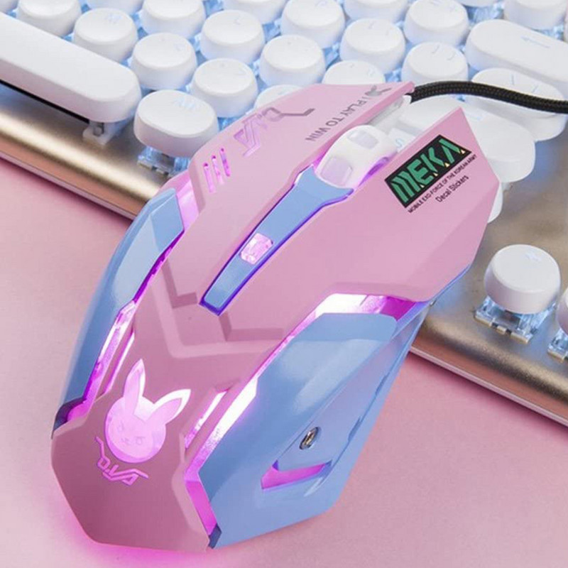 Légző LED USB vezetékes optikai egér 2400 dpi PC laptop asztali számítógép 6 gombos játék egerek OW DVA overwatch Dropshippinghez