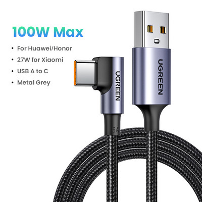 UGREEN 6A 5A USB Type-C kábel Supercharge Quick Charge 3.0 Fast USB C nabíjací dátový kábel Type-C pre Huawei P30 Pro P20