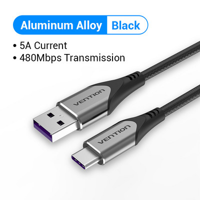 Καλώδιο Vention 5A USB Type C για Xiaomi Huawei P40 Pro Mate 30 P30 Supercharge 40W USB-C Καλώδιο φόρτισης Καλώδιο γρήγορης φόρτισης