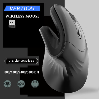 Függőleges vezeték nélküli egér újratölthető játékhoz Ergonomikus egér USB optikai csendes vezetékes egerek laptophoz számítógéphez irodai otthon