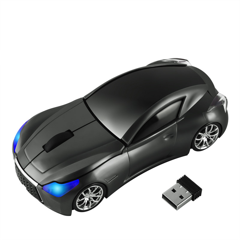 CHYI 2.4Ghz vezeték nélküli autós egér Sport autós egér 1600 DPI USB számítógépes optikai 3D egerek LED fénnyel gyermekajándék PC laptophoz