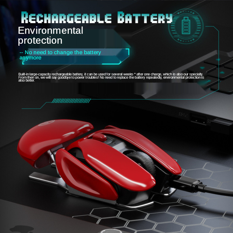 PX2 Metal 2.4G įkraunama belaidė nutildymo 1600DPI pelė 6 mygtukai, skirti kompiuteriui nešiojamasis kompiuteris žaidimams biuro namų vandeniui atspari pelė