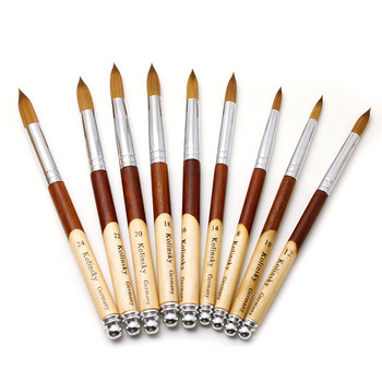 1PC Kolinsky Acrylic Nail Art Brush UV Gel Polish Carving Pen Brush Течен прах Рисуване на нокти Дървена дръжка Minh Комплект четки за коса
