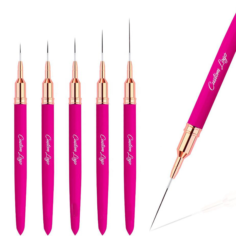 Profesionalni alat za crtanje četkica za crtanje noktiju Vruće ružičasta metalna ručka Ultra tanka dugačka crta Olovka za crtanje detalja za manikuru