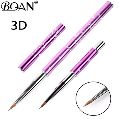BQAN 1 DB 3D körömkefe Lila körömkefe Art akril tiszta Kolinsky Sable ecset 3D festőtoll rajzecset