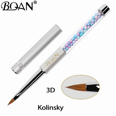 BQAN 1 DB 3D körömkefe Lila körömkefe Art akril tiszta Kolinsky Sable ecset 3D festőtoll rajzecset
