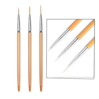 3 tk Nail Art Liner Pintslid French Stripe 3D Tips Line Triibud DIY Joonistuspliiats UV Geelpintslid Maalimine Maniküür Küünte tööriistakomplektid