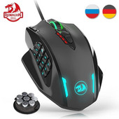 Redragon M908 žičani laserski miš za igranje, 12400 DPI, s 19 programibilnih tipki i RGB LED, visoka preciznost za MMO