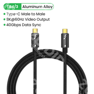 Thunderbolt 4/3 kabel USB4.0 40Gbps USB C na tip C PD 100W 5A 8K@60Hz brzo punjenje Prijenos podataka USB-C kabel za Macbook Pro