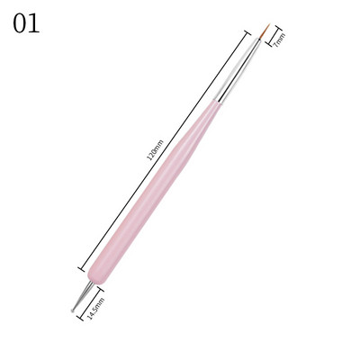 French Stripe Nail Art Liner ecsetkészlet Tippek Ultravékony vonalrajzoló toll, kétvégű UV gél ecsetek manikűr eszközök