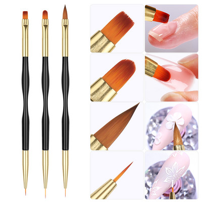 French Stripe Nail Art Liner ecsetkészlet Tippek Ultravékony vonalrajzoló toll, kétvégű UV gél ecsetek manikűr eszközök