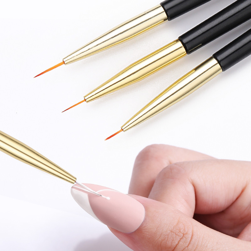French Stripe Nail Art Liner ecsetkészlet Tippek Ultravékony vonalrajzoló toll, kétvégű UV gél ecsetek manikűr eszközök