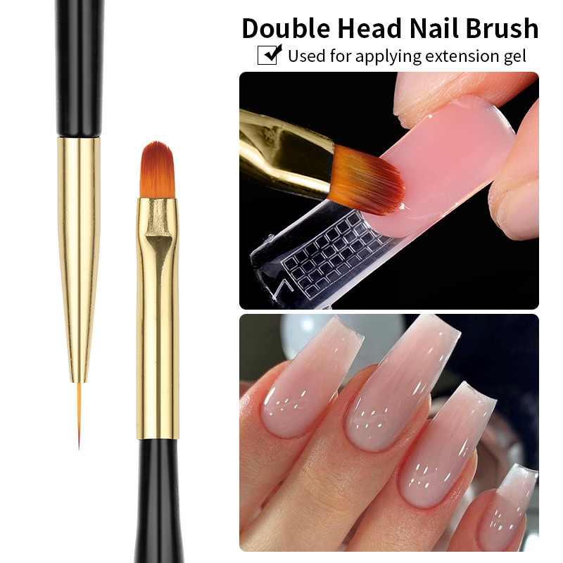 French Stripe Nail Art Liner ecsetkészlet Tippek Ultravékony vonalrajzoló toll, kétvégű UV gél ecsetek manikűr eszközök