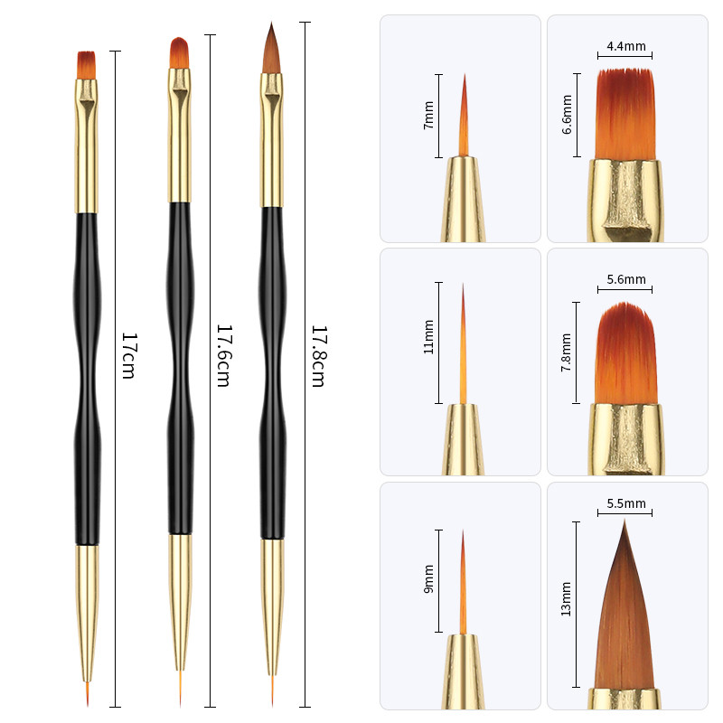 French Stripe Nail Art Liner ecsetkészlet Tippek Ultravékony vonalrajzoló toll, kétvégű UV gél ecsetek manikűr eszközök