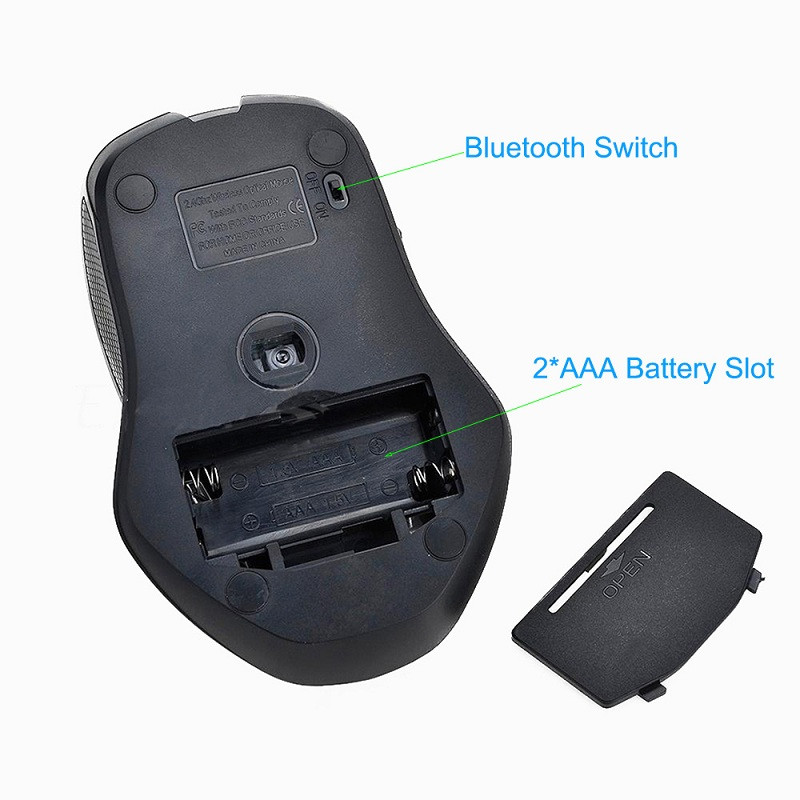 Vezeték nélküli egér 1600DPI 6 gombos állítható vevő Optikai számítógépes egér BT 5.2 Ergonomikus egér mi pad 4-hez