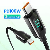 Tápellátás Kijelző USB C típusú kábel 6A Huawei PD100W 5A gyorstöltőhöz USB C-C adatkábel vezeték MacBook Pro-hoz Samsung