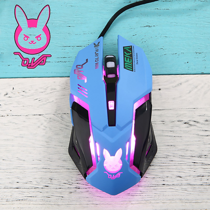 1/KOM OW 6 tipki Gaming Breathing LED Backlit Gaming miševi D.VA Reaper Žičani USB računalni miš za PC i Mac Overwatch igrače