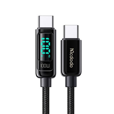 Mcdodo PD 66W USB Type C 6A ātrās uzlādes kabelis priekš Huawei Xiaomi Samsung QC Flash Charge VOOC AFC FCP digitālā displeja datu vads