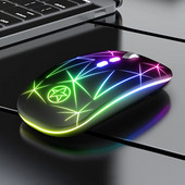Uzlādējama RGB bezvadu pele USB 2,4 GHz dators Mause Gamer Mouse LED aizmugurgaismojums Ergonomiskas spēļu peles klusas datora klēpjdatoram