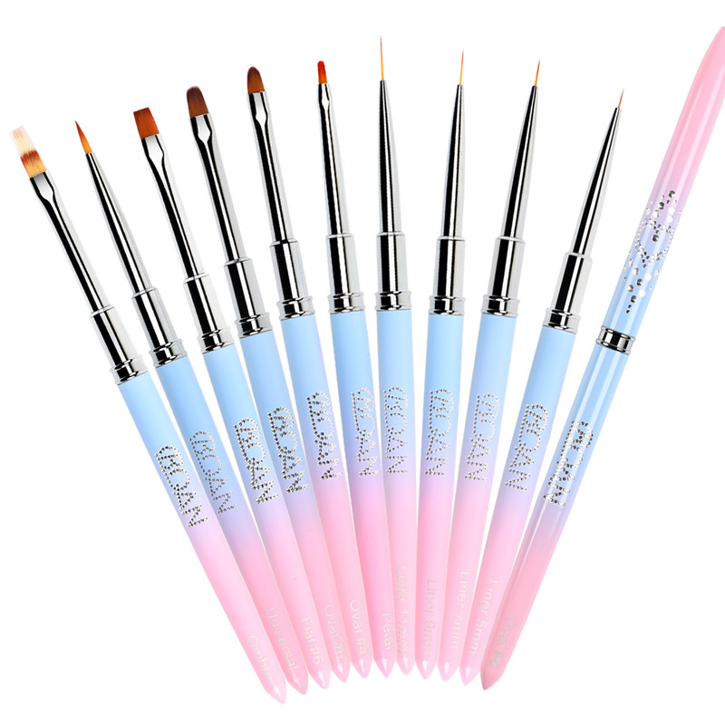 BQAN Nail Art Brush UV Gēla pagarinājuma otu laineris Glezniecības otu laineris Zīmēšanas nagu otas Nagi pildspalvas manikīrs nagu mākslas rīki