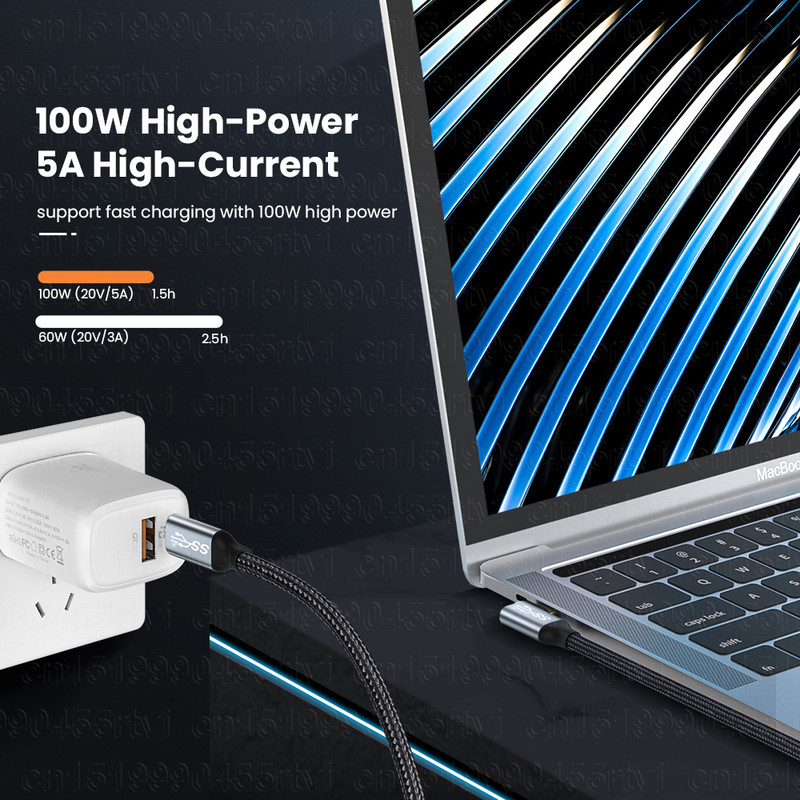 Καλώδιο USB C PD 100W 10Gbps USB TYPE C 3.1 Gen2 καλώδιο για τηλέφωνο για Macbook Pro/Air Huawei Xiaomi 5A 4K@60Hz Καλώδια γρήγορης φόρτισης