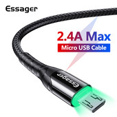 Essager LED Micro USB kabelis ātras uzlādes lādētājs 3M Microusb datu vads Android mobilā tālruņa kabelis priekš Samsung S7 edge
