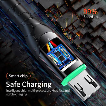 Essager LED Micro USB кабел Зарядно устройство за бързо зареждане 3M Microusb кабел за данни Кабел за мобилен телефон Android Кабел за Samsung S7 edge