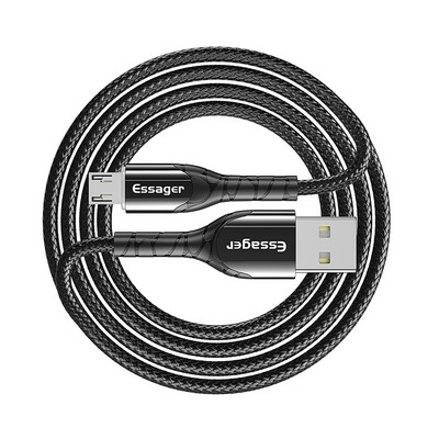 Essager LED Micro USB kabelis ātras uzlādes lādētājs 3M Microusb datu vads Android mobilā tālruņa kabelis priekš Samsung S7 edge