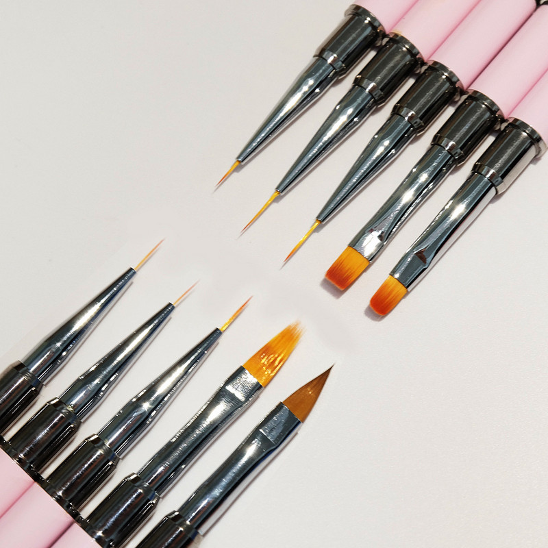 Nagu birste Double Head Liner Brush Nagi Aksesuāri Gleznošanas pildspalva Gēla ota Ziedu Zīmējums Glezniecības pildspalva Manikīrs Mākslas instrumenti 1gab.