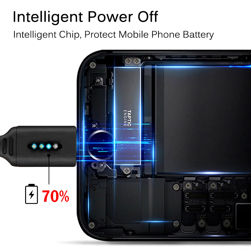 Smart Power Off 2.4A uzlādes datu kabelis Samsung iPhone Huawei automātiskās izslēgšanas aizsardzības vads ar LED mikro USB Type C
