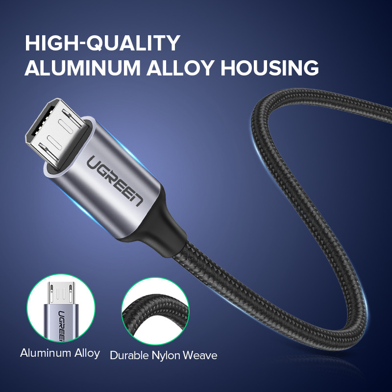 Φορτιστής καλωδίου Micro USB Ugreen για Samsung Galaxy S7 S6 Καλώδιο ταχείας φόρτισης κινητού τηλεφώνου για καλώδιο USB Tablet Xiaomi
